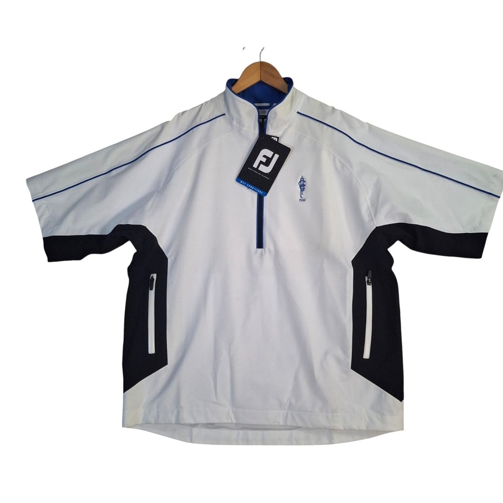 FootJoy DryJoys Tour Collection Short Sleeve Rain Shirt Mens Large White READ
